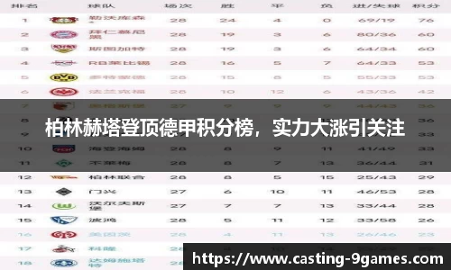 柏林赫塔登顶德甲积分榜，实力大涨引关注
